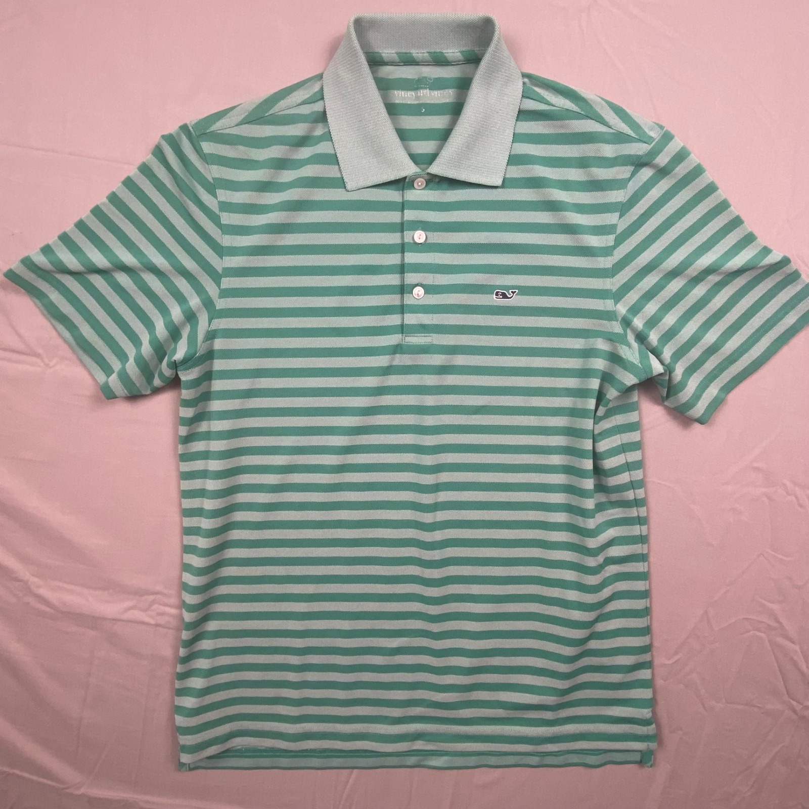 Vineyard Vines Edgartown Polo Shirt Mens Small Green Striped Performance Golf